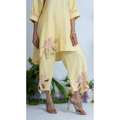 The House of Hemp Women Yellow Latest Stylish Kurta and Pant (Set of 2)