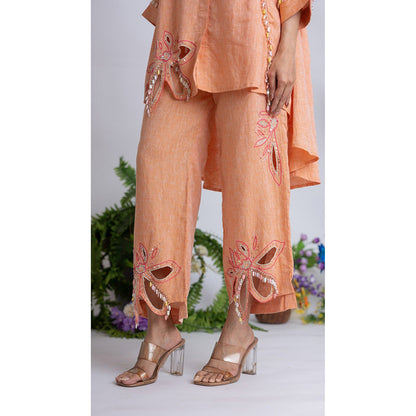 The House of Hemp Women Orange Latest Stylish Kurta and Pant (Set of 2)