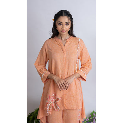 The House of Hemp Women Orange Latest Stylish Kurta and Pant (Set of 2)