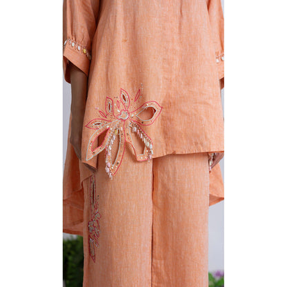 The House of Hemp Women Orange Latest Stylish Kurta and Pant (Set of 2)