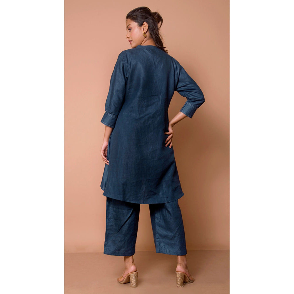 The House of Hemp Women Navy Blue Latest Stylish Kurta and Pant (Set of 2)