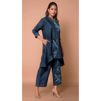 The House of Hemp Women Navy Blue Latest Stylish Kurta and Pant (Set of 2)