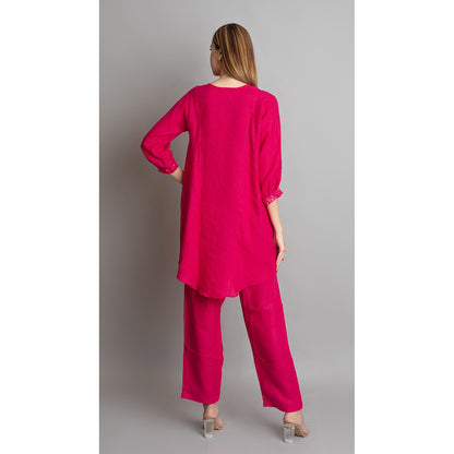 The House of Hemp Women Pink Latest Stylish Co-Ord (Set of 2)
