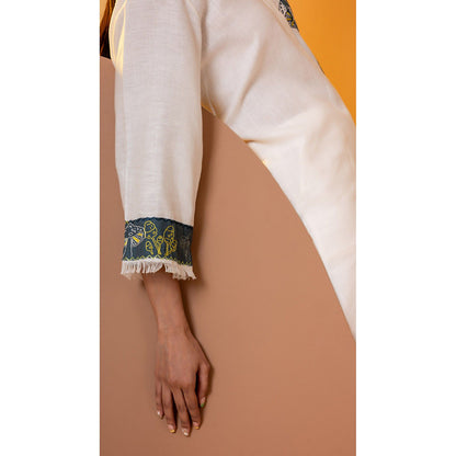 The House of Hemp Women Off White Latest Stylish Kurta and Pant (Set of 2)