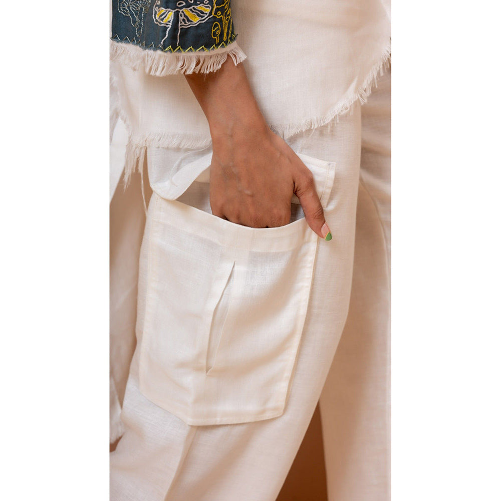 The House of Hemp Women Off White Latest Stylish Kurta and Pant (Set of 2)