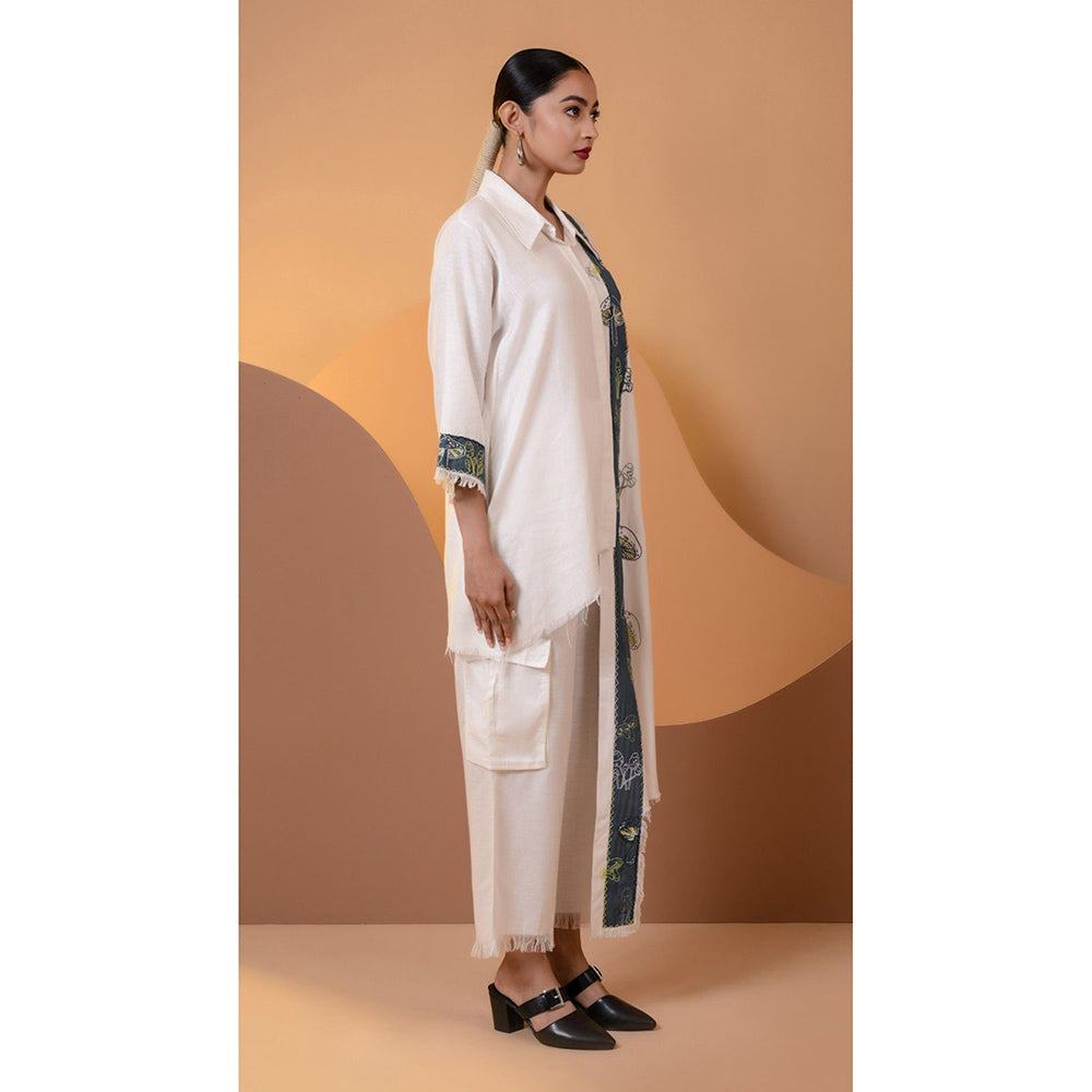 The House of Hemp Women Off White Latest Stylish Kurta and Pant (Set of 2)