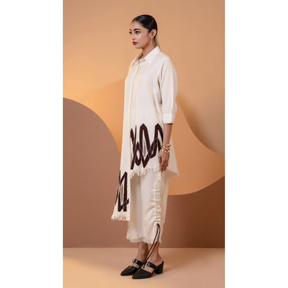 The House of Hemp Women Off White Latest Stylish Kurta and Pant (Set of 2)