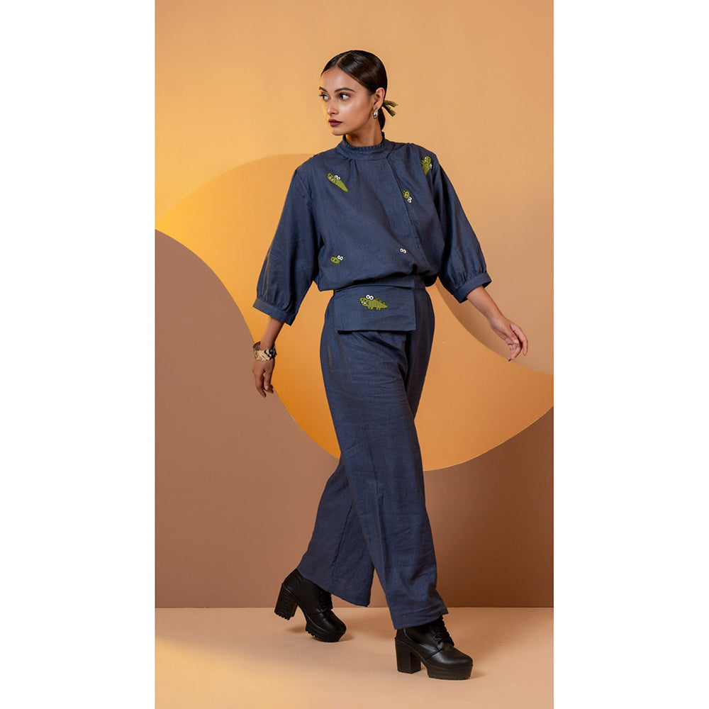 The House of Hemp Women Navy Blue Latest Stylish Co-Ord (Set of 2)
