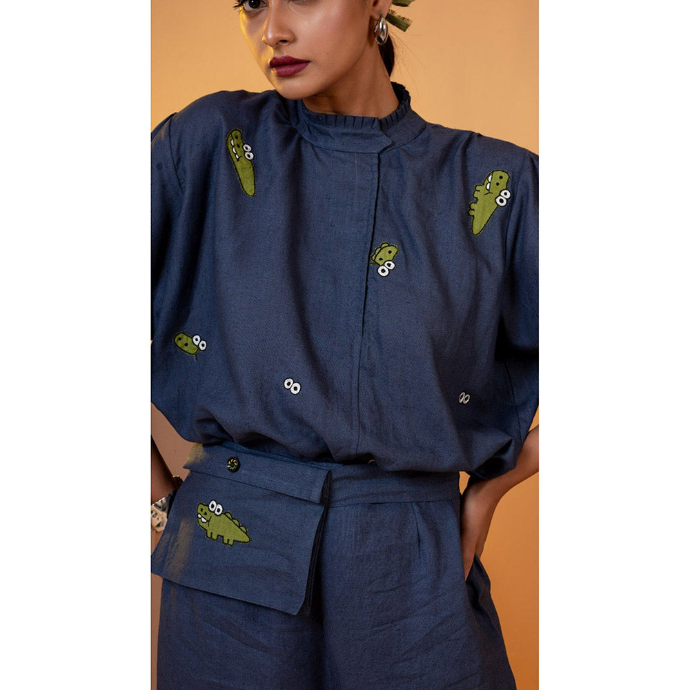 The House of Hemp Women Navy Blue Latest Stylish Co-Ord (Set of 2)