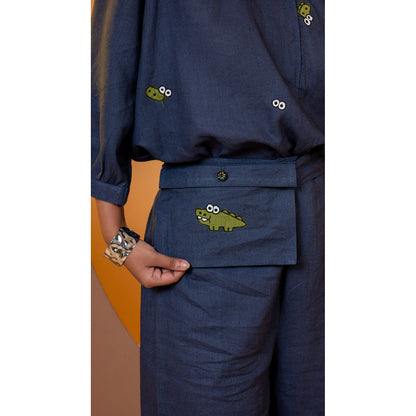 The House of Hemp Women Navy Blue Latest Stylish Co-Ord (Set of 2)
