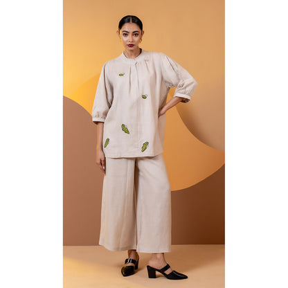 The House of Hemp Women Beige Latest Stylish Co-Ord (Set of 2)