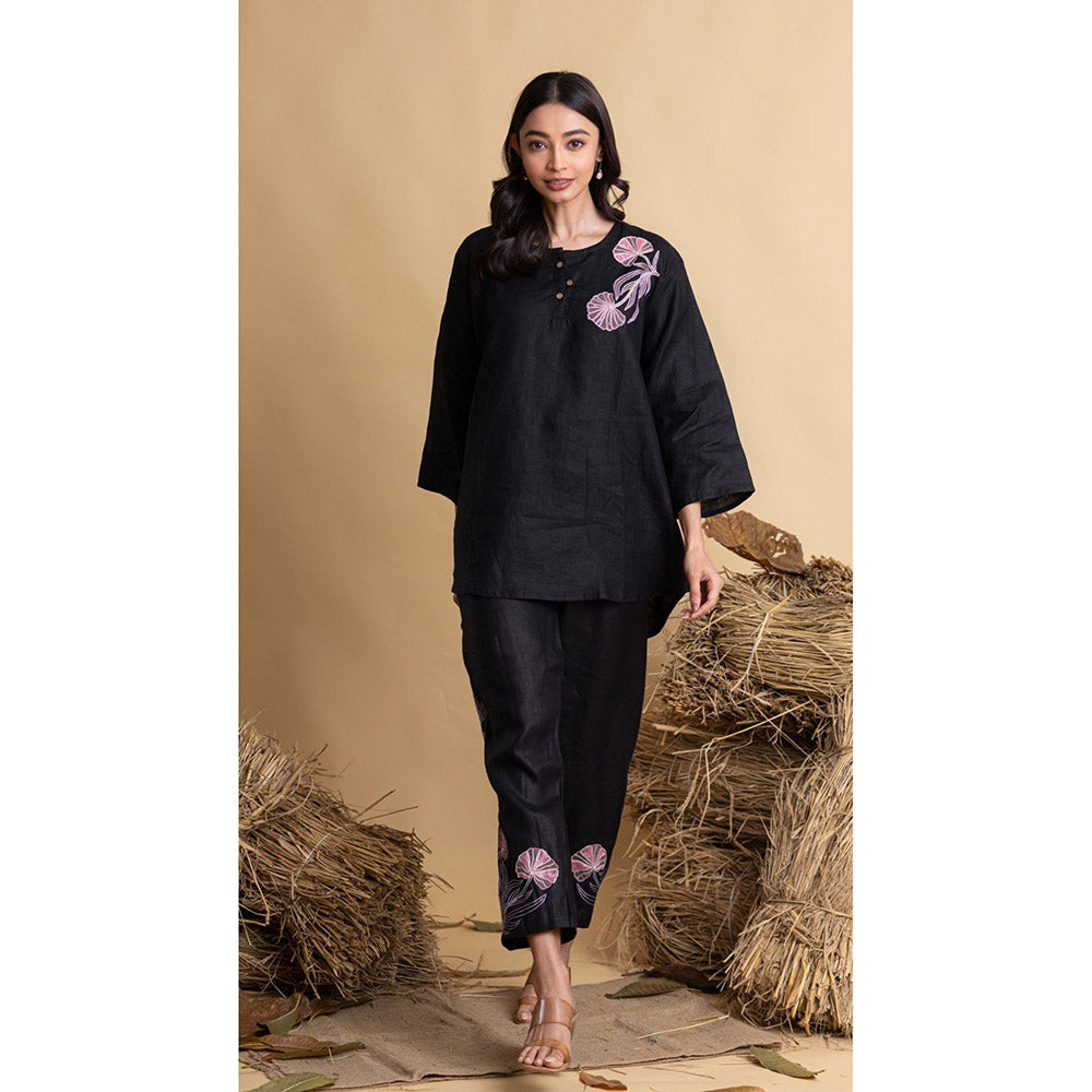 The House of Hemp Women Black Latest Stylish Co-Ord (Set of 2)