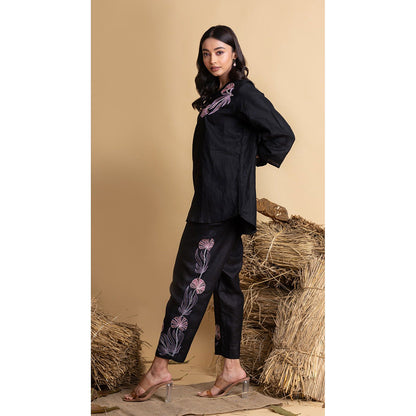 The House of Hemp Women Black Latest Stylish Co-Ord (Set of 2)