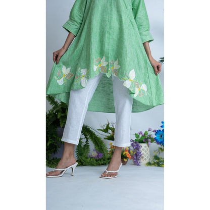 The House of Hemp Women Green Latest Stylish Kurta and Pant (Set of 2)