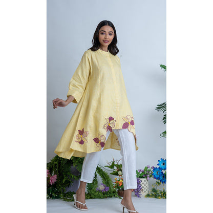 The House of Hemp Women Yellow Latest Stylish Kurta and Pant (Set of 2)