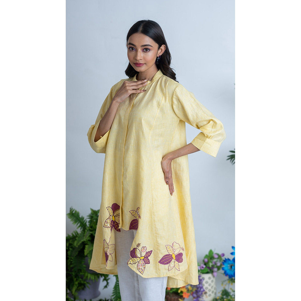 The House of Hemp Women Yellow Latest Stylish Kurta and Pant (Set of 2)