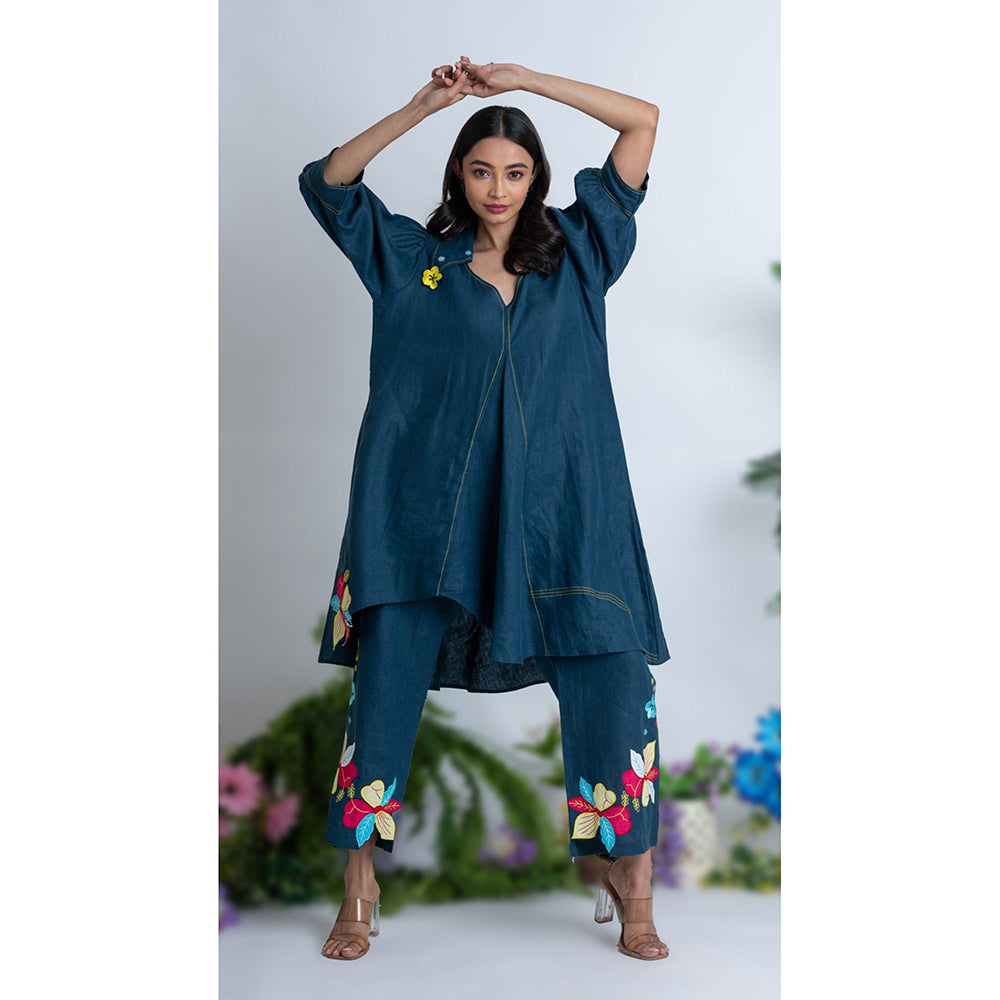 The House of Hemp Women Teal Latest Stylish Kurta and Pant (Set of 2)