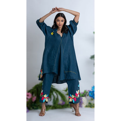 The House of Hemp Women Teal Latest Stylish Kurta and Pant (Set of 2)