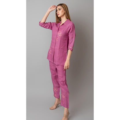 The House of Hemp Women Purple Latest Stylish Co-Ord (Set of 2)