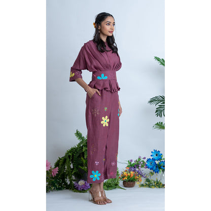 The House of Hemp Women Purple Latest Stylish Co-Ord (Set of 2)
