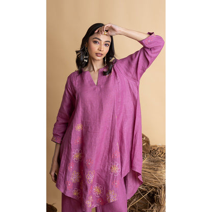The House of Hemp Women Purple Latest Stylish Kurta and Pant (Set of 2)