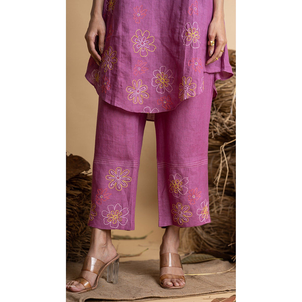 The House of Hemp Women Purple Latest Stylish Kurta and Pant (Set of 2)