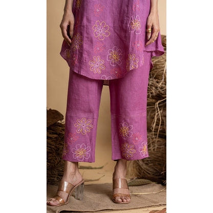 The House of Hemp Women Purple Latest Stylish Kurta and Pant (Set of 2)