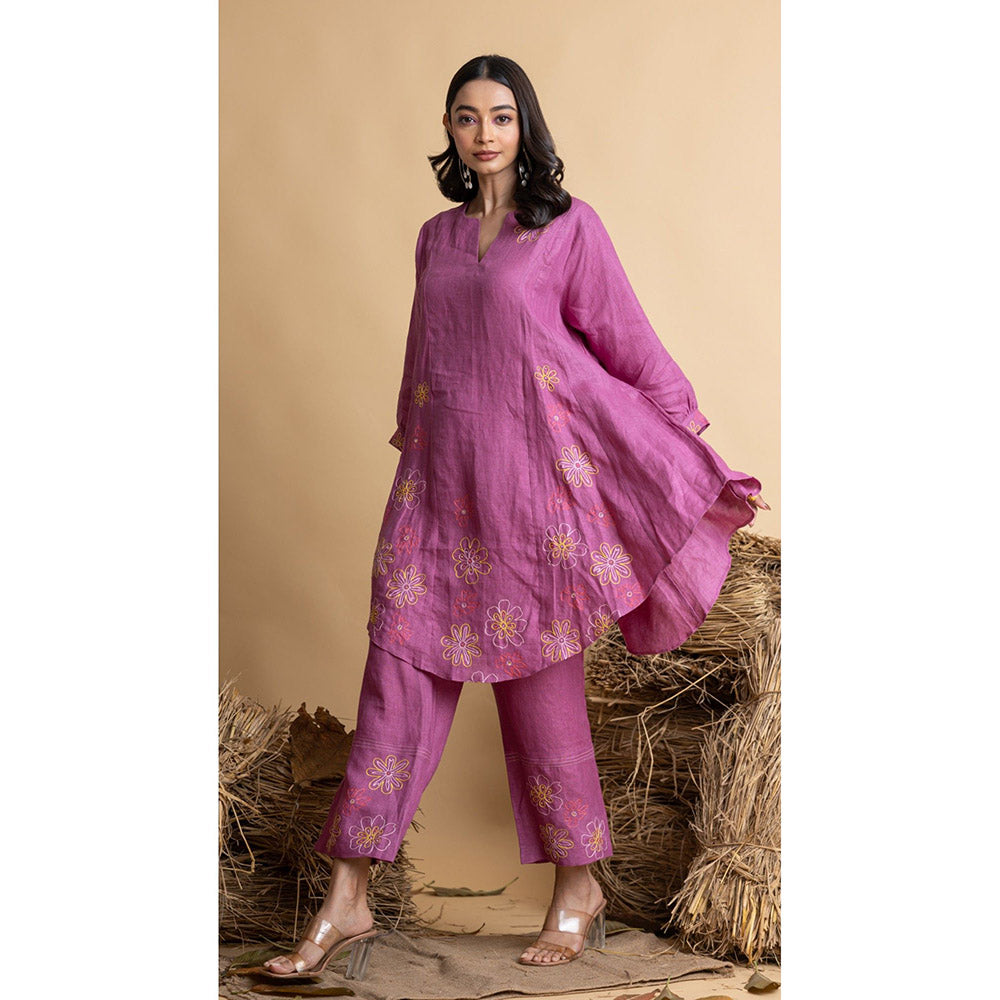 The House of Hemp Women Purple Latest Stylish Kurta and Pant (Set of 2)
