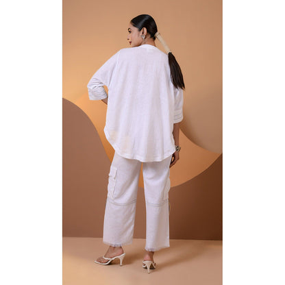 The House of Hemp Women White Latest Stylish Co-Ord (Set of 2)