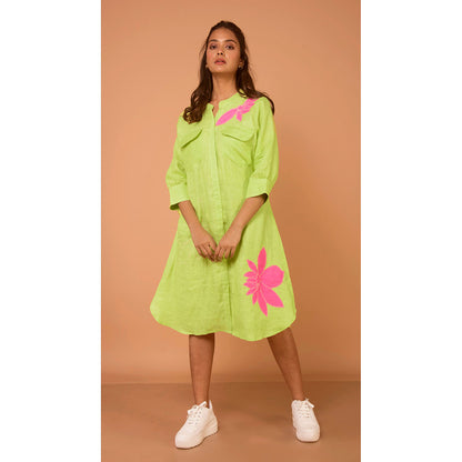 The House of Hemp Women Latest Midi Length Three Fourth Sleeves Dress
