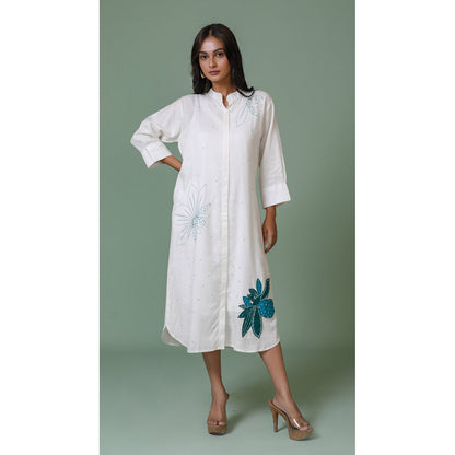 The House of Hemp Women Latest Midi Length Three Fourth Sleeves Dress
