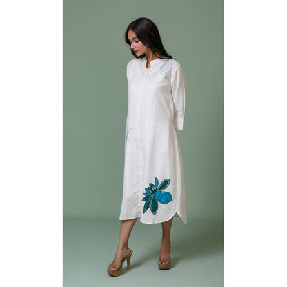 The House of Hemp Women Latest Midi Length Three Fourth Sleeves Dress
