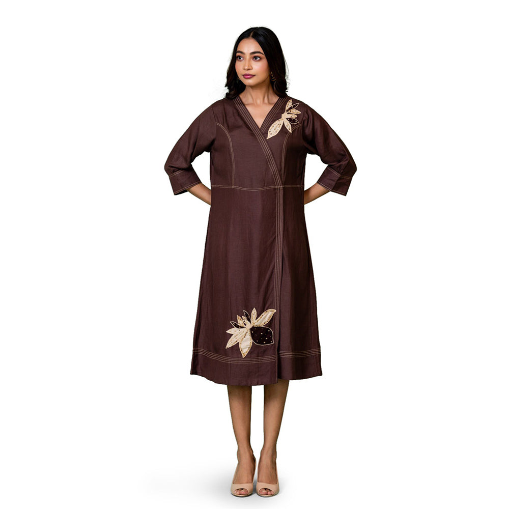 The House of Hemp Women Latest Midi Length Three Fourth Sleeves Dress