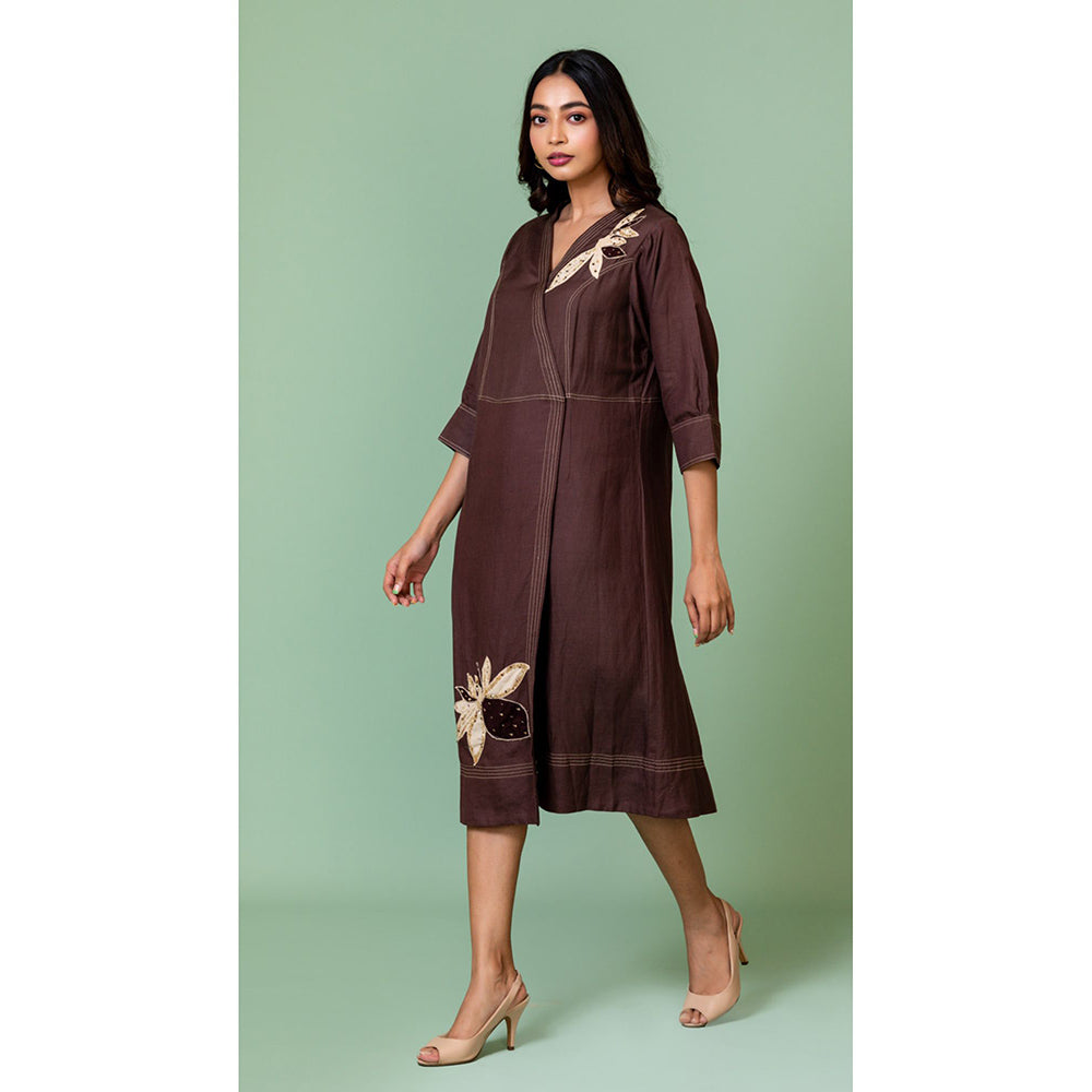 The House of Hemp Women Latest Midi Length Three Fourth Sleeves Dress