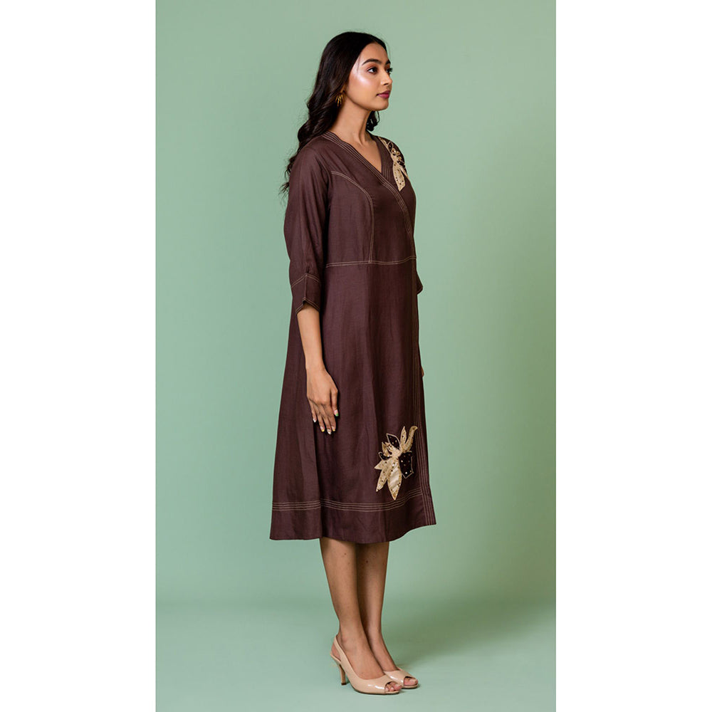 The House of Hemp Women Latest Midi Length Three Fourth Sleeves Dress
