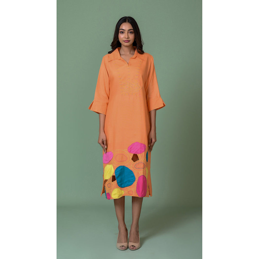 The House of Hemp Women Latest Midi Length Three Fourth Sleeves Dress