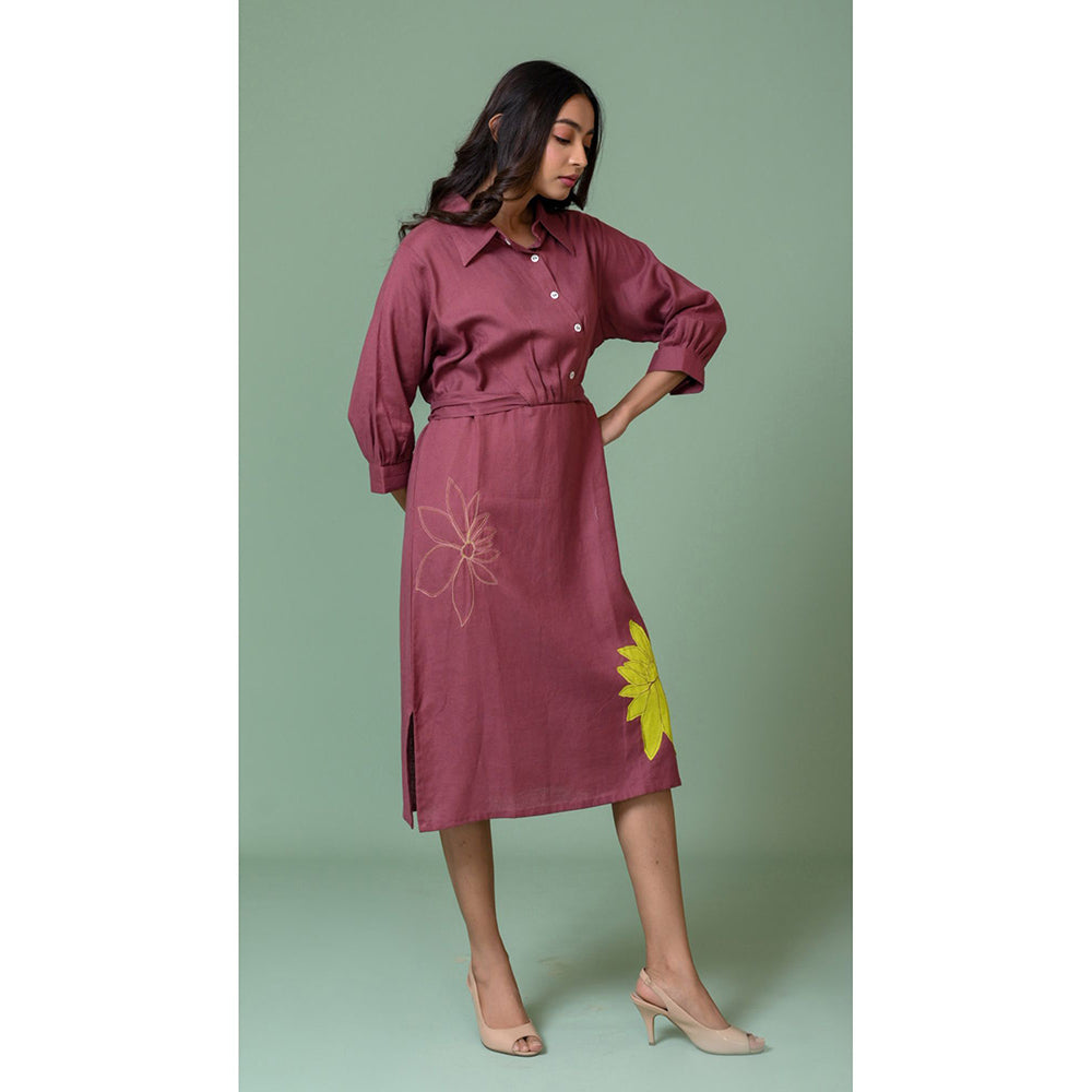 The House of Hemp Women Latest Midi Length Three Fourth Sleeves Dress