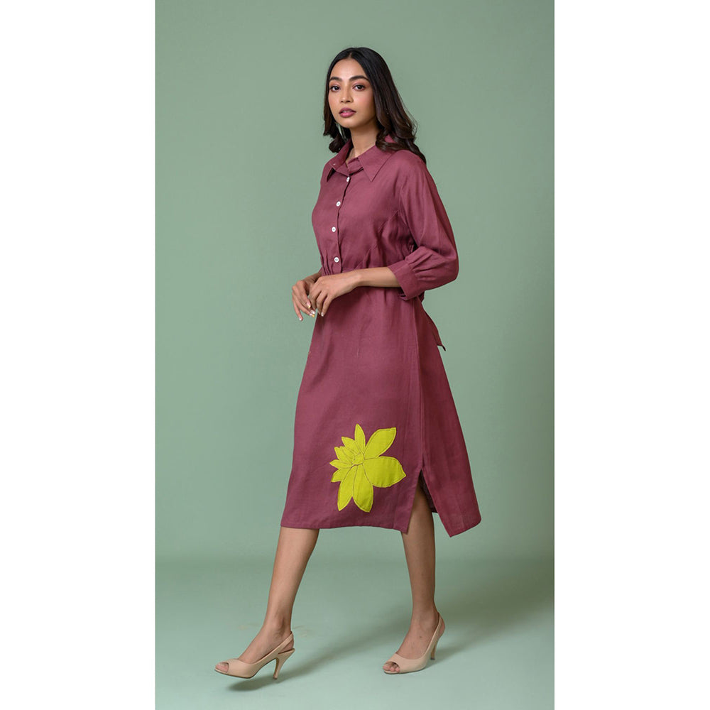 The House of Hemp Women Latest Midi Length Three Fourth Sleeves Dress