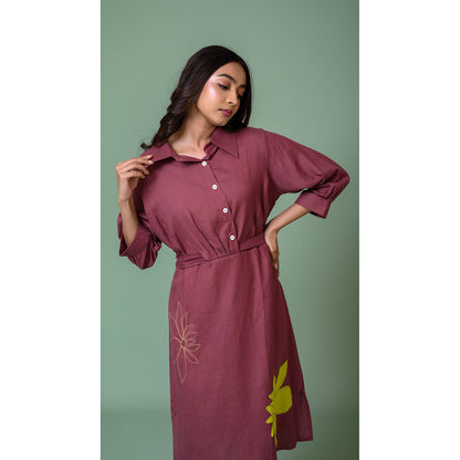The House of Hemp Women Latest Midi Length Three Fourth Sleeves Dress