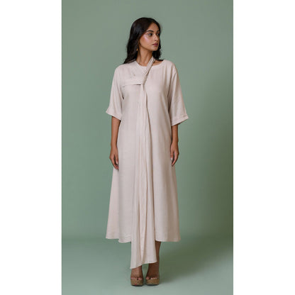 The House of Hemp Women Latest Midi Length Three Fourth Sleeves Dress