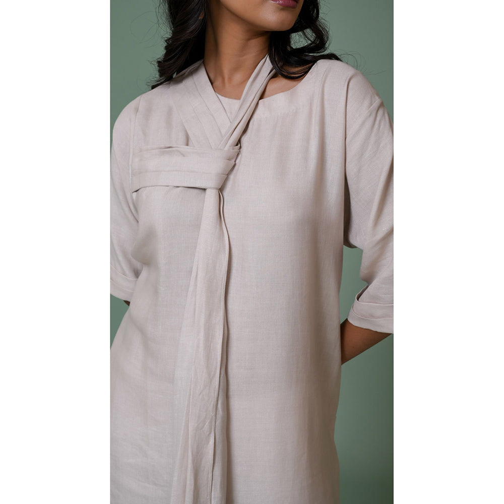 The House of Hemp Women Latest Midi Length Three Fourth Sleeves Dress