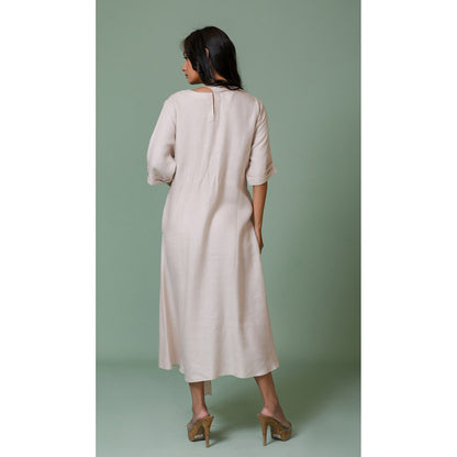 The House of Hemp Women Latest Midi Length Three Fourth Sleeves Dress