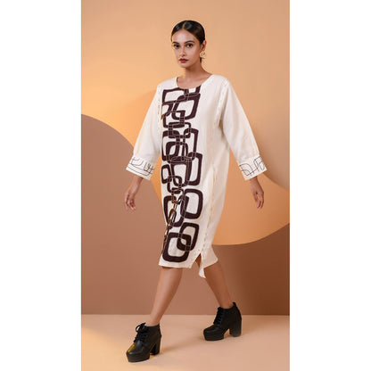 The House of Hemp Women Latest Midi Length Three Fourth Sleeves Dress