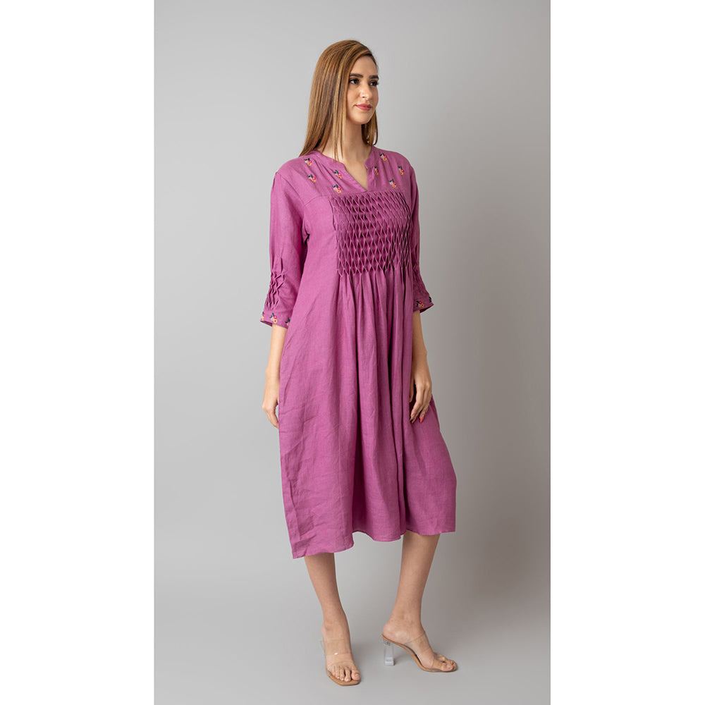The House of Hemp Women Latest Midi Length Three Fourth Sleeves Dress