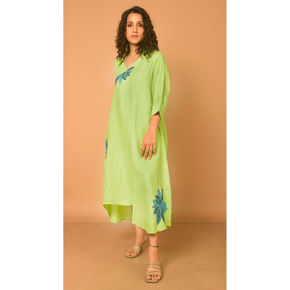 The House of Hemp Women Latest Midi Length Three Fourth Sleeves Dress