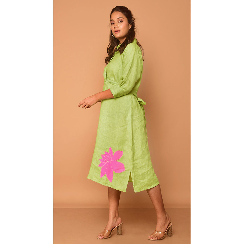 The House of Hemp Women Latest Midi Length Three Fourth Sleeves Dress