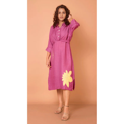 The House of Hemp Women Latest Midi Length Three Fourth Sleeves Dress