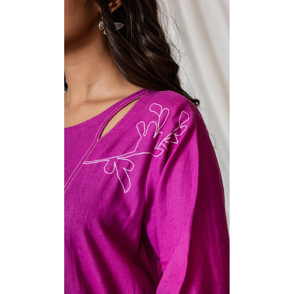 The House of Hemp Women Latest Midi Length Three Fourth Sleeves Dress