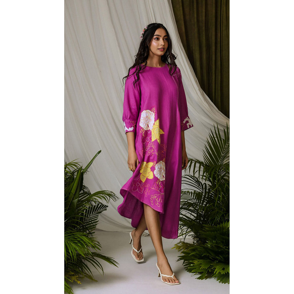 The House of Hemp Women Latest Midi Length Three Fourth Sleeves Dress