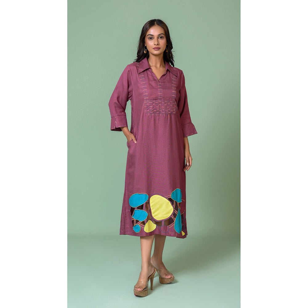 The House of Hemp Women Latest Midi Length Three Fourth Sleeves Dress